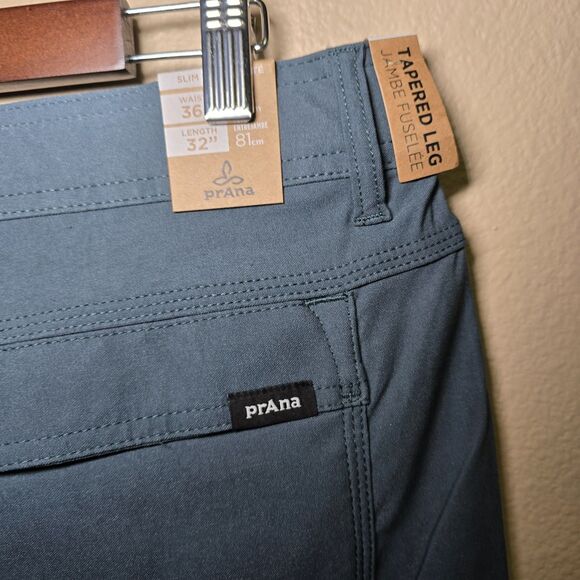 prAna Stretch Zion Slim Pant 2 Men’s 36x32 Grey Blue Water Repellent Hiking New - Picture 9 of 13